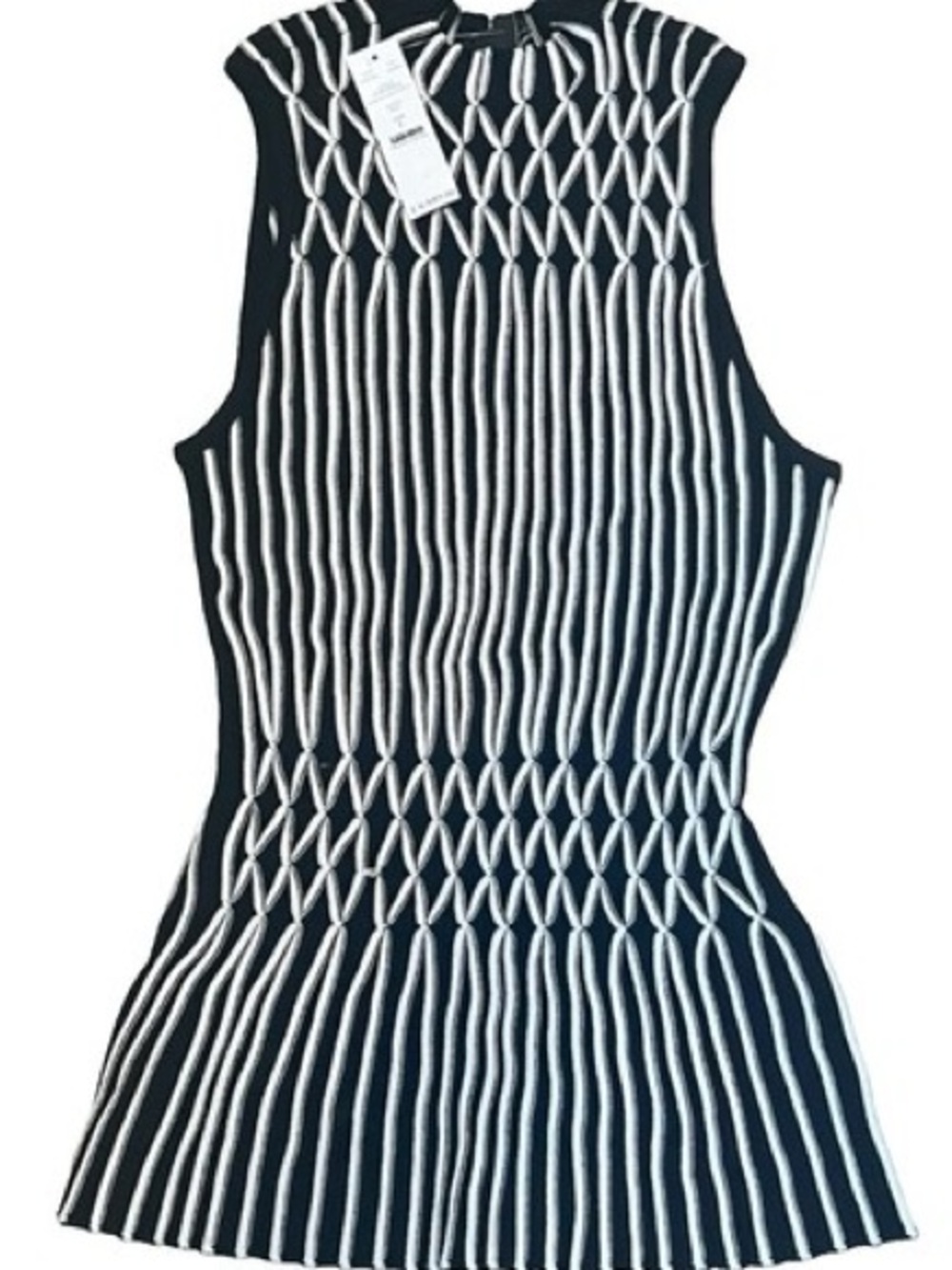 White House Black Market Black Tank Top with White Rope Detailing